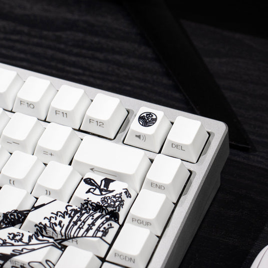 Kanagawa Shine Through Double Shot PBT Cherry Profile Keycap Set (White)