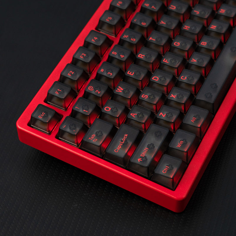 Load image into Gallery viewer, Red on Black Frosted Cherry Profile Keycap Set
