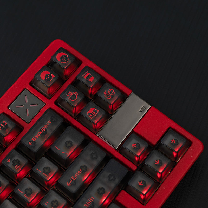 Load image into Gallery viewer, Red on Black Frosted Cherry Profile Keycap Set
