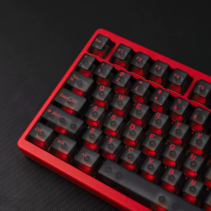 Load image into Gallery viewer, Red on Black Frosted Cherry Profile Keycap Set
