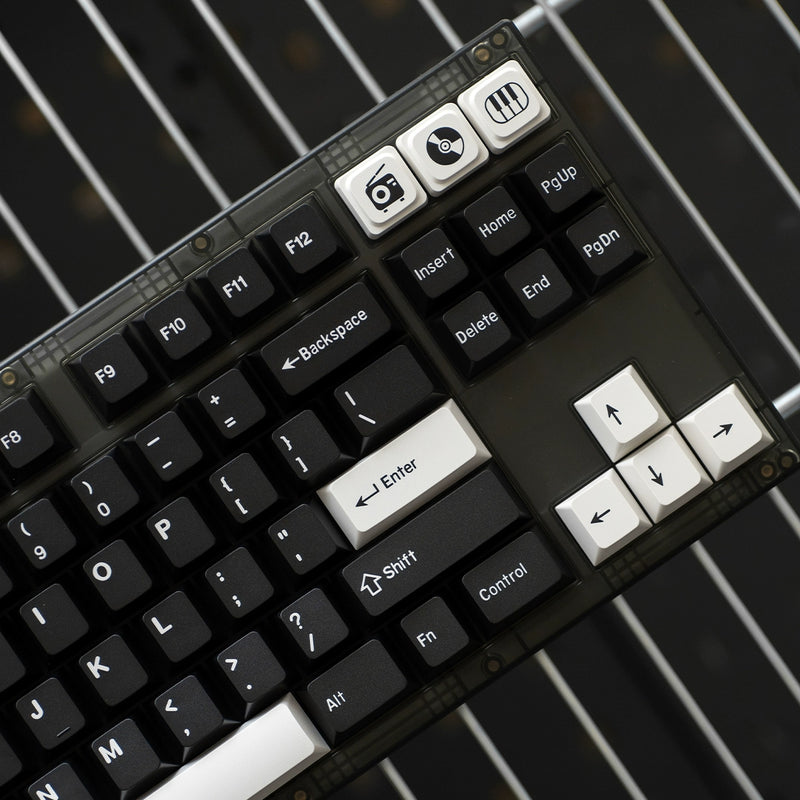 Load image into Gallery viewer, White on Black (WOB) Doubleshot PBT Cherry Profile Keycap Set
