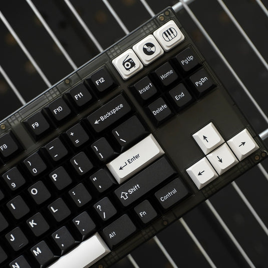 White on Black (WOB) Doubleshot PBT Cherry Profile Keycap Set