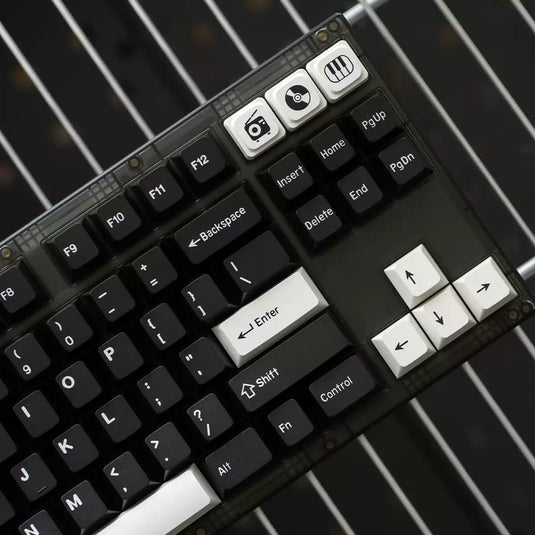 White on Black (WOB) Doubleshot PBT Cherry Profile Keycap Set
