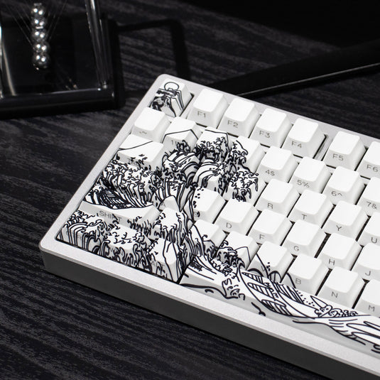 Kanagawa Shine Through Double Shot PBT Cherry Profile Keycap Set (White)