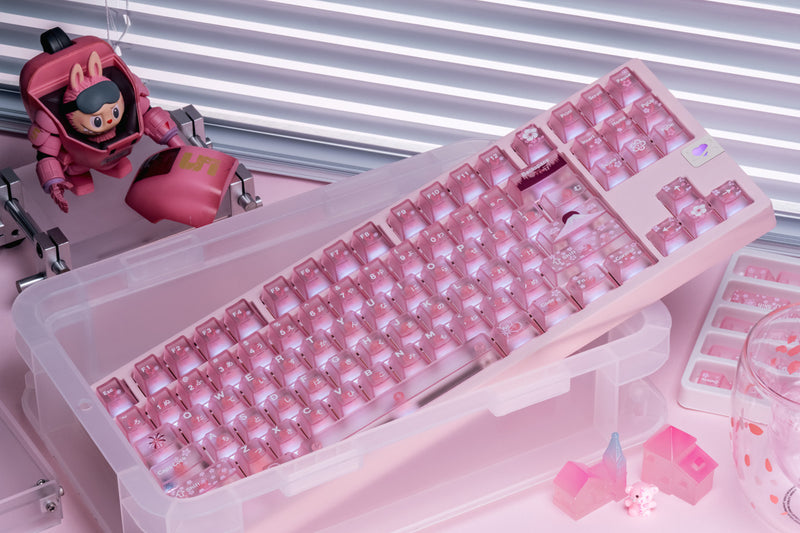 Load image into Gallery viewer, Sakura Blossom Forsted Cherry Profile Keycap Set

