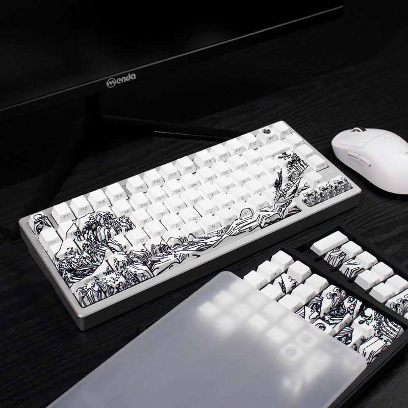 Load image into Gallery viewer, Kanagawa Shine Through Double Shot PBT Cherry Profile Keycap Set (White)
