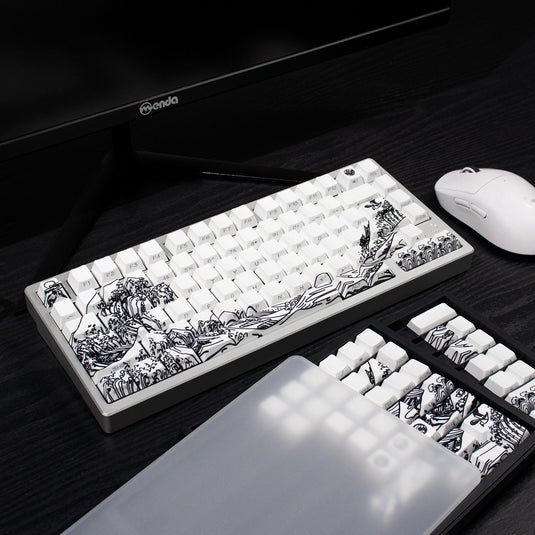 Kanagawa Shine Through Double Shot PBT Cherry Profile Keycap Set (White)