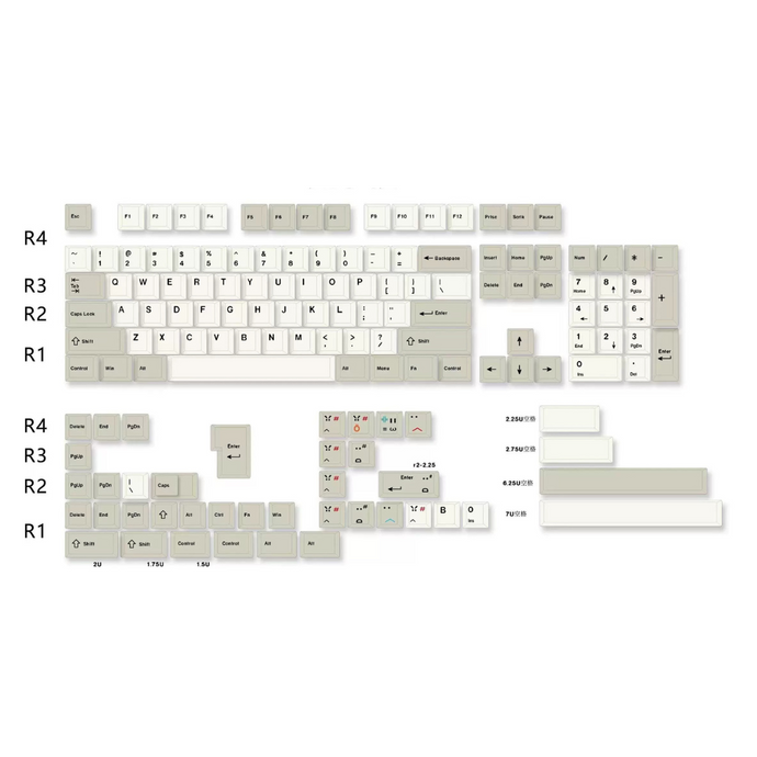 Mecha Retro Beige Cherry Profile PBT Keycaps