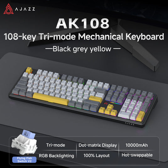 Ajazz AK108 100%/Full Size Wireless Mechanical Keyboard