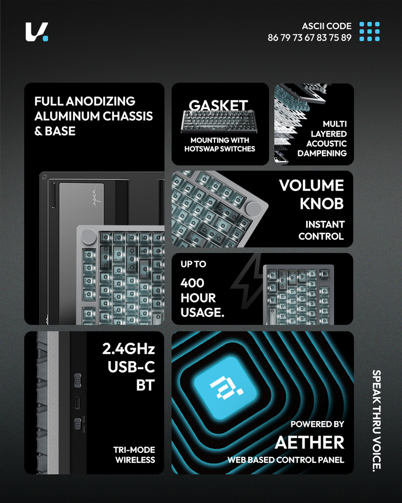 Load image into Gallery viewer, VOICSKY APEX 75 Tone Linear Switch Aluminum - Dark [Tri-Mode/Volume Knob]
