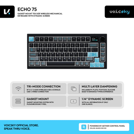 VOICSKY ECHO 75  Black Wireless Mechanical Keyboard (Tri-mode | 1.14