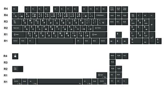 JKDK White on Black Hiragana PBT Cherry Profile Dye-Sub Keycap Set