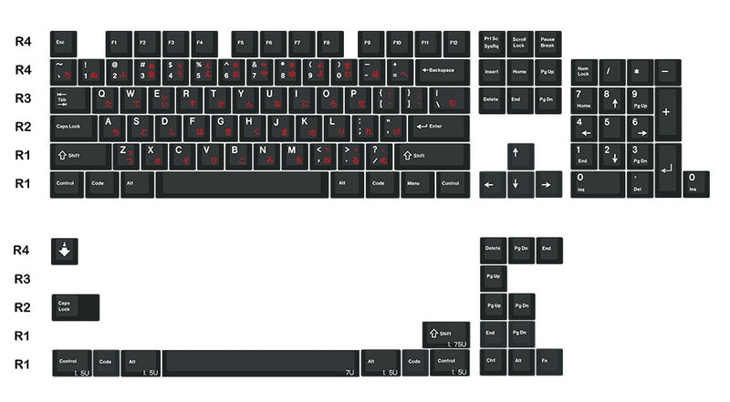 Load image into Gallery viewer, JKDK White on Black Hiragana PBT Cherry Profile Dye-Sub Keycap Set
