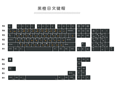 JKDK White on Black Hiragana PBT Cherry Profile Dye-Sub Keycap Set