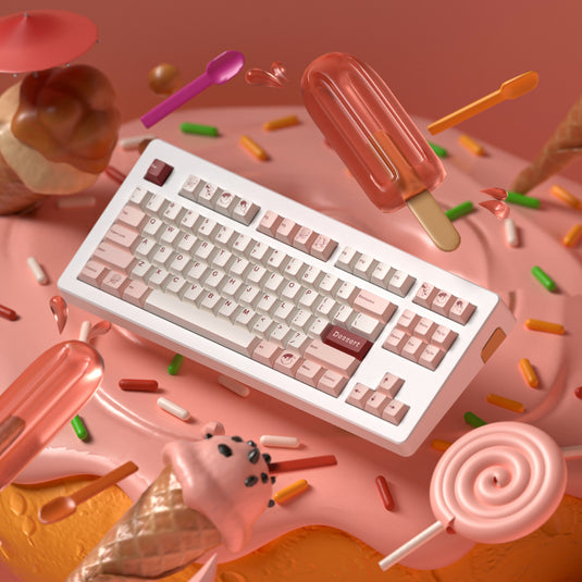 JKDK Pink Dessert PBT Cherry Profile Dye-Sub Keycap Set