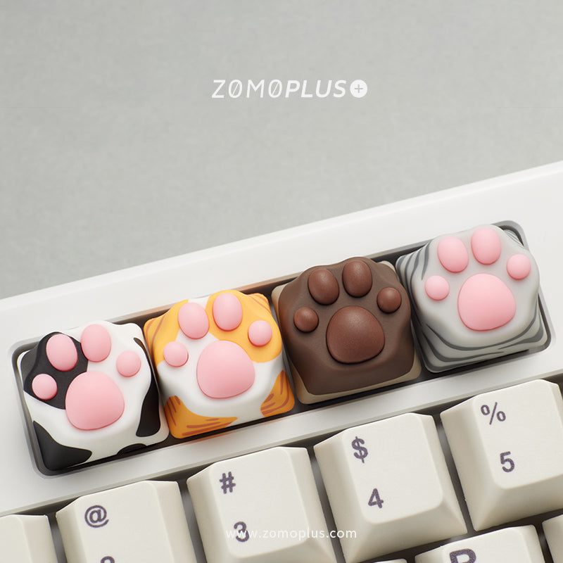 Load image into Gallery viewer, ZOMO Plus Multi-Color ABS &amp; Silicone Kitty Paw Artisan Keycap
