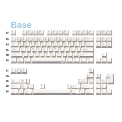 JKDK Pink & Blue on White PBT Cherry Profile Dye-Sub Keycap Set