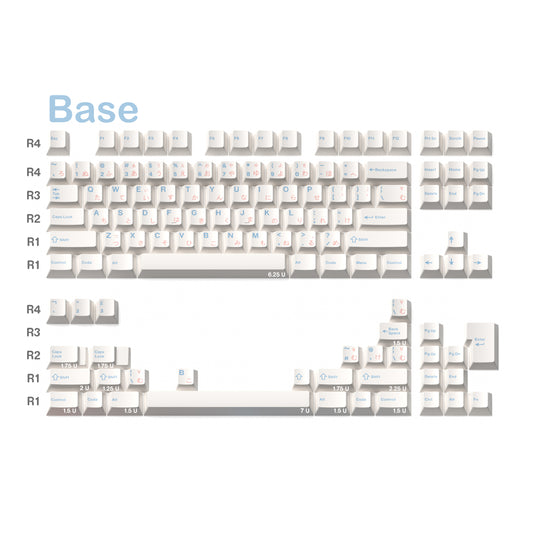 JKDK Pink & Blue on White PBT Cherry Profile Dye-Sub Keycap Set