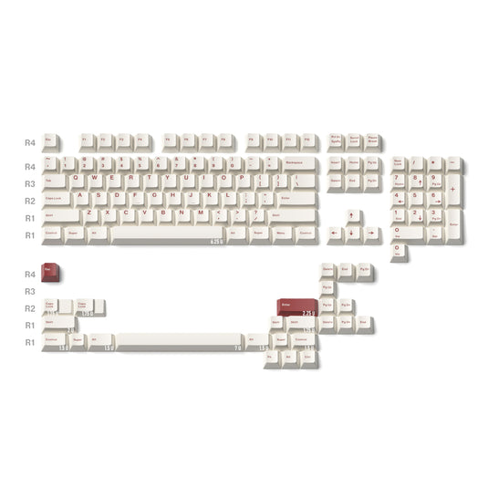 JKDK Red on White PBT Cherry Profile Dye-Sub Keycap Set