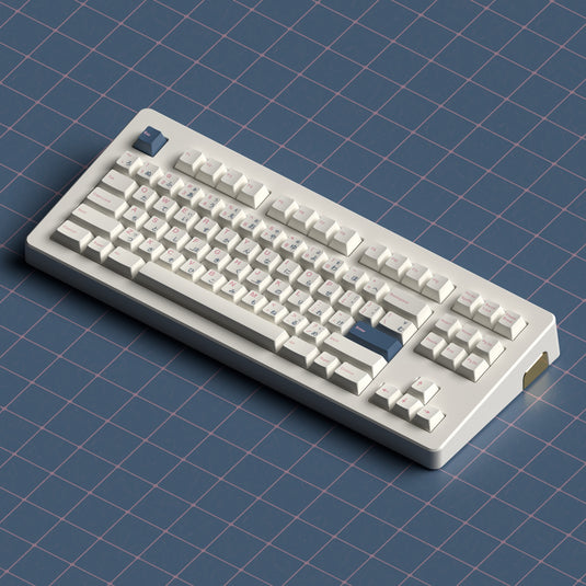 JKDK Pink on White with Blue Hiragana PBT Cherry Profile Dye-Sub Keycap Set